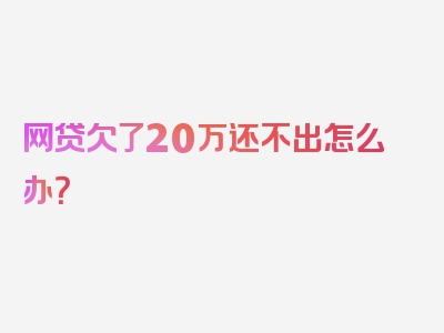 网贷欠了20万还不出怎么办？