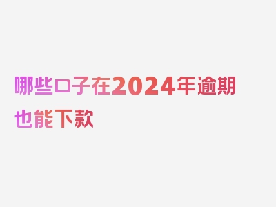 哪些口子在2024年逾期也能下款