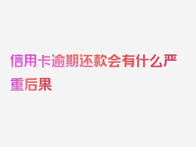 信用卡逾期还款会有什么严重后果