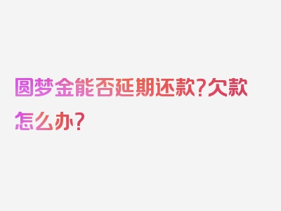 圆梦金能否延期还款？欠款怎么办？