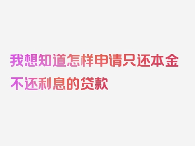 我想知道怎样申请只还本金不还利息的贷款