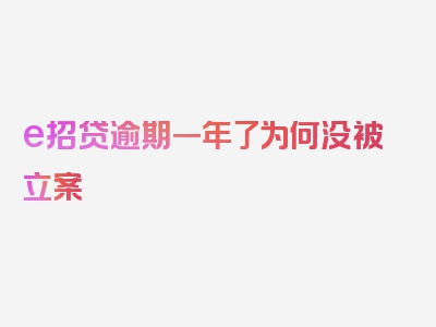 e招贷逾期一年了为何没被立案