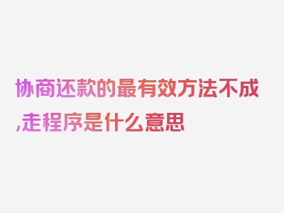 协商还款的最有效方法不成,走程序是什么意思