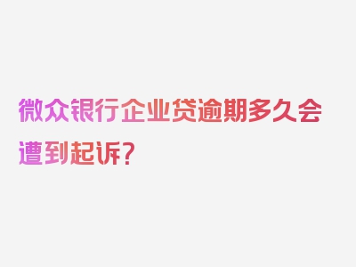 微众银行企业贷逾期多久会遭到起诉？