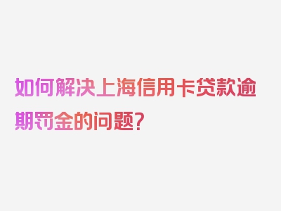 如何解决上海信用卡贷款逾期罚金的问题？