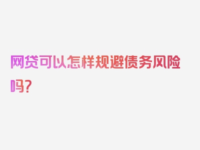 网贷可以怎样规避债务风险吗？