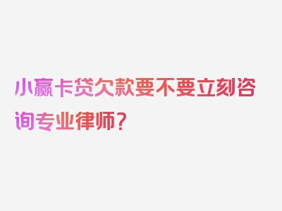 小赢卡贷欠款要不要立刻咨询专业律师？