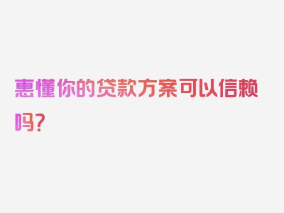 惠懂你的贷款方案可以信赖吗？