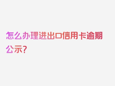 怎么办理进出口信用卡逾期公示？