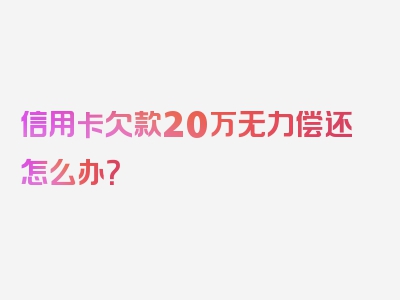 信用卡欠款20万无力偿还怎么办？