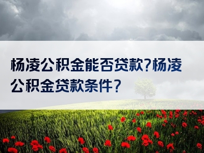 杨凌公积金能否贷款？杨凌公积金贷款条件？