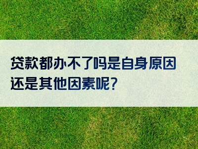 贷款都办不了吗是自身原因还是其他因素呢？