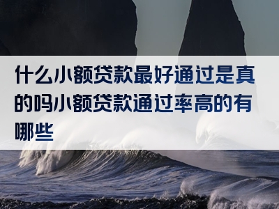 什么小额贷款最好通过是真的吗小额贷款通过率高的有哪些