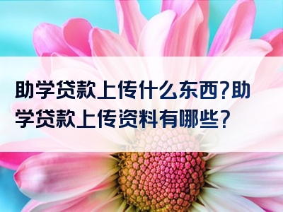 助学贷款上传什么东西？助学贷款上传资料有哪些？