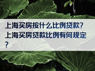 上海买房按什么比例贷款？上海买房贷款比例有何规定？