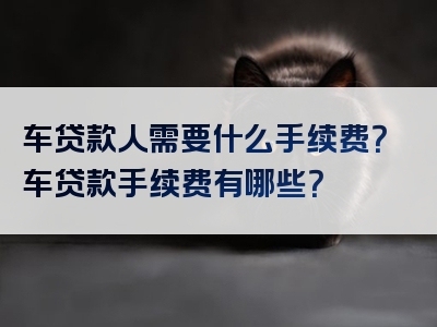 车贷款人需要什么手续费？车贷款手续费有哪些？