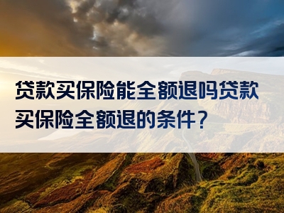 贷款买保险能全额退吗贷款买保险全额退的条件？