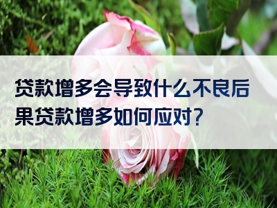 贷款增多会导致什么不良后果贷款增多如何应对？