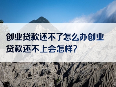 创业贷款还不了怎么办创业贷款还不上会怎样？