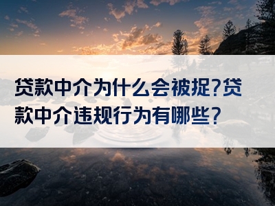 贷款中介为什么会被捉？贷款中介违规行为有哪些？