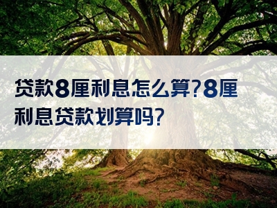 贷款8厘利息怎么算？8厘利息贷款划算吗？