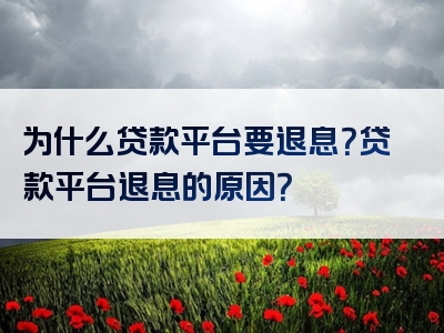 为什么贷款平台要退息？贷款平台退息的原因？