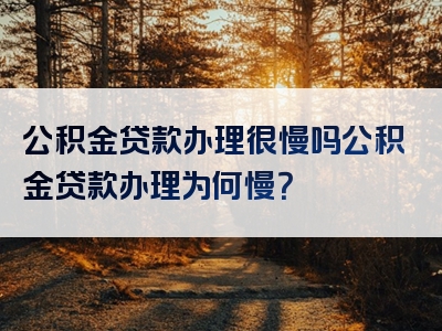 公积金贷款办理很慢吗公积金贷款办理为何慢？