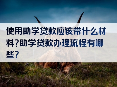 使用助学贷款应该带什么材料？助学贷款办理流程有哪些？