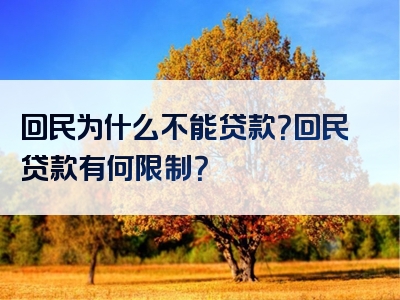 回民为什么不能贷款？回民贷款有何限制？