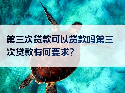 第三次贷款可以贷款吗第三次贷款有何要求？