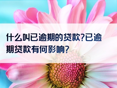 什么叫已逾期的贷款？已逾期贷款有何影响？