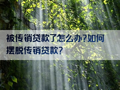 被传销贷款了怎么办？如何摆脱传销贷款？