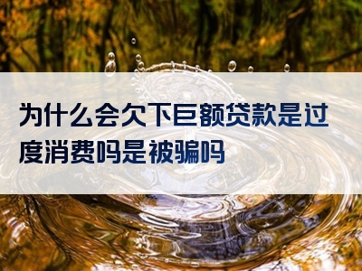 为什么会欠下巨额贷款是过度消费吗是被骗吗