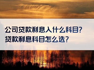 公司贷款利息入什么科目？贷款利息科目怎么选？