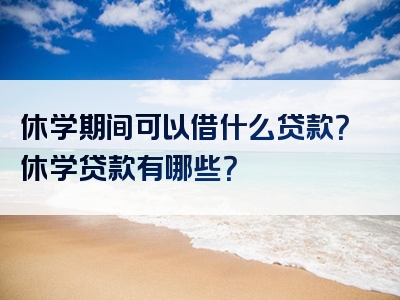 休学期间可以借什么贷款？休学贷款有哪些？