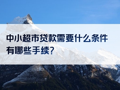 中小超市贷款需要什么条件有哪些手续？