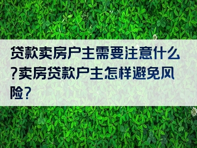 贷款卖房户主需要注意什么？卖房贷款户主怎样避免风险？