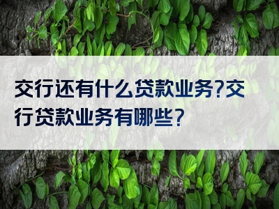 交行还有什么贷款业务？交行贷款业务有哪些？