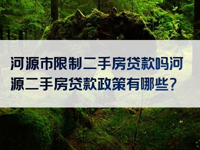 河源市限制二手房贷款吗河源二手房贷款政策有哪些？