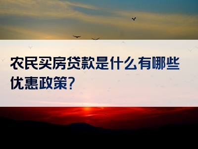 农民买房贷款是什么有哪些优惠政策？