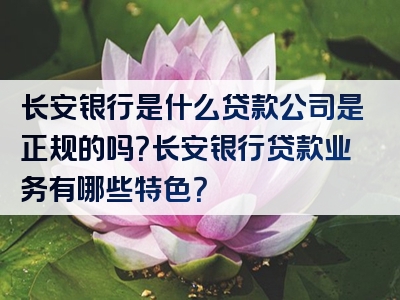 长安银行是什么贷款公司是正规的吗？长安银行贷款业务有哪些特色？