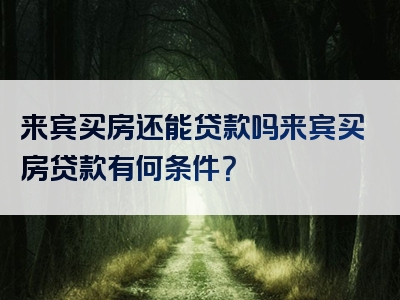 来宾买房还能贷款吗来宾买房贷款有何条件？