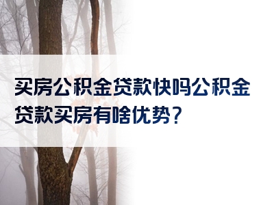 买房公积金贷款快吗公积金贷款买房有啥优势？