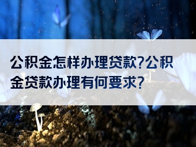 公积金怎样办理贷款？公积金贷款办理有何要求？