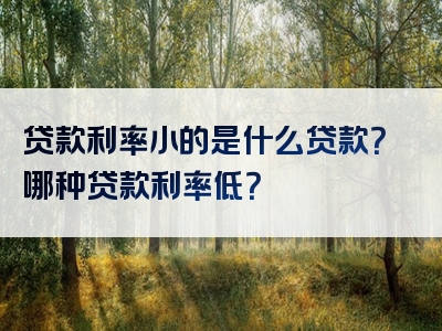 贷款利率小的是什么贷款？哪种贷款利率低？