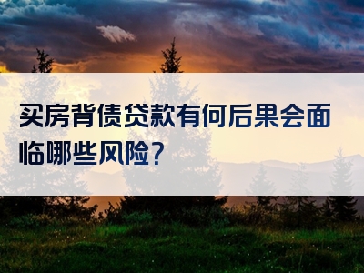 买房背债贷款有何后果会面临哪些风险？