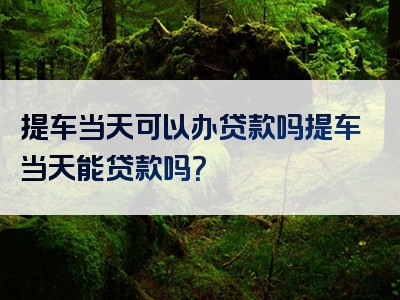 提车当天可以办贷款吗提车当天能贷款吗？