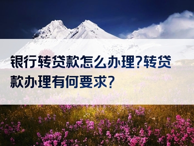 银行转贷款怎么办理？转贷款办理有何要求？