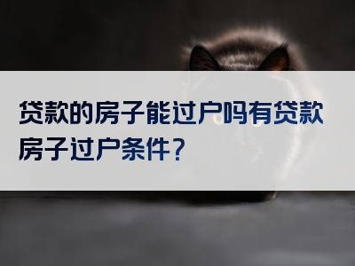 贷款的房子能过户吗有贷款房子过户条件？