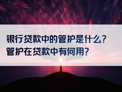 银行贷款中的管护是什么？管护在贷款中有何用？